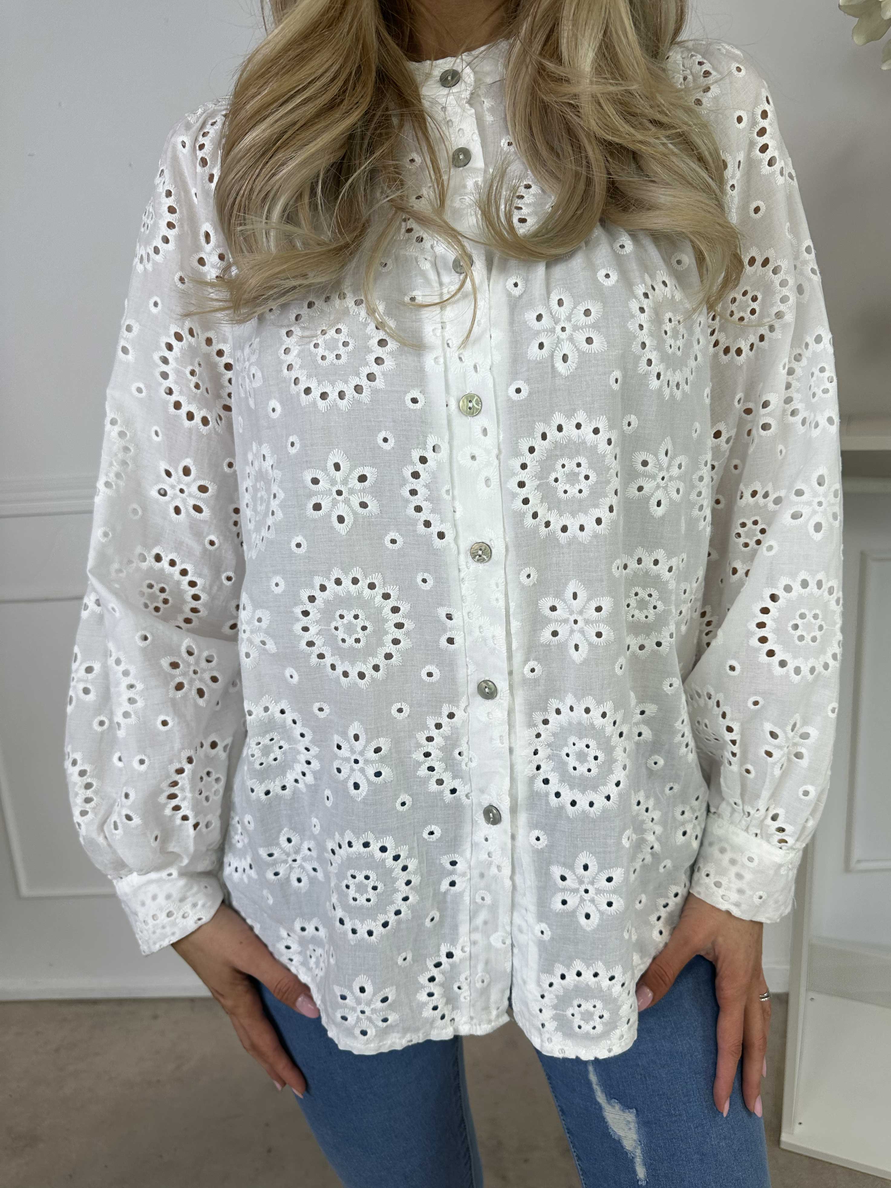 Bree - Tunika i bomull med broderad anglaise